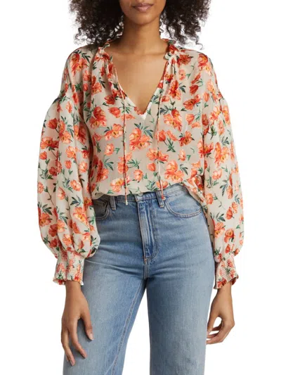 Alice And Olivia Women's Julius Floral Silk-blend Blouse In Red