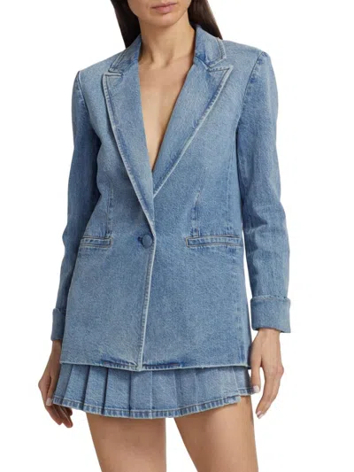 Alice And Olivia Women's Justin Cotton Roll-cuff Blazer In Blue