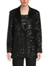 Alice And Olivia Women's Justin Sequin Button-front Blazer In Black