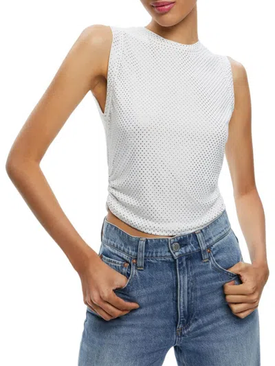 Alice And Olivia Women's Kappa Rhinestone Jersey Tank In White