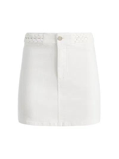 Alice And Olivia Women's Kari Braided Waistband Stretch-cotton A-line Miniskirt In White