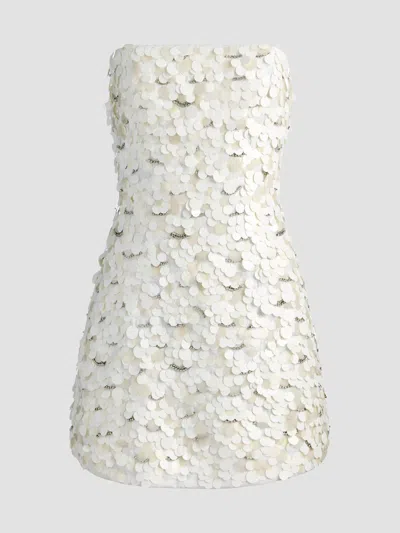 Alice And Olivia Katia Sequined Strapless Mini Dress In White
