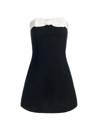 Alice And Olivia Women's Katya Sculpted Bow Strapless Romper In Multi