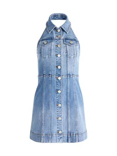 Alice And Olivia Women's Kendall Denim Halter Minidress In Blue