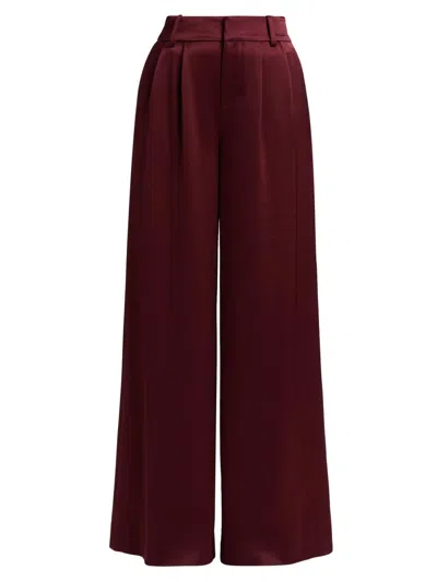 Alice And Olivia Women's Kennedy High-rise Pleated Trousers In Burgundy