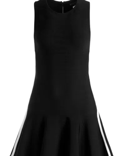Alice And Olivia Women Kimi Side Stripe Viscose Sleeveless Mini Dress In Black