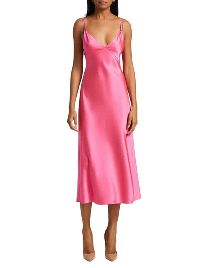 Alice And Olivia Women's Kiro Satin Midi Slip Dress In Pink