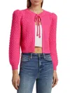 Alice And Olivia Kitty Cropped Wool-blend Cardigan In Pink