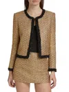 Alice And Olivia Landon Cropped Boxy Jacket With Embellished Trim In Gold