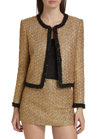 Alice And Olivia Women's Landon Metallic Tweed Box Jacket In Gold