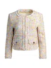 Alice And Olivia Peyton Cropped Metallic Cotton-blend Tweed Jacket In Multi