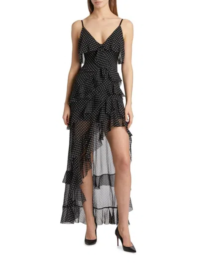 ALICE AND OLIVIA WOMEN'S LAVERNE POLKA DOT RUFFLED MAXI DRESS