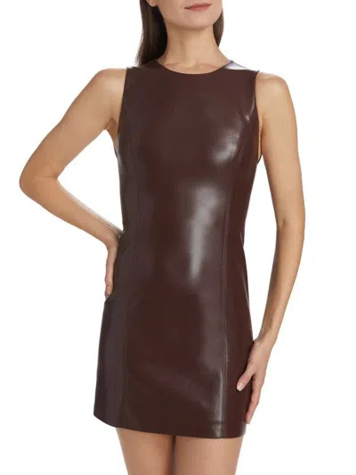 Alice And Olivia Women's Lena Faux Leather Minidress In Espresso