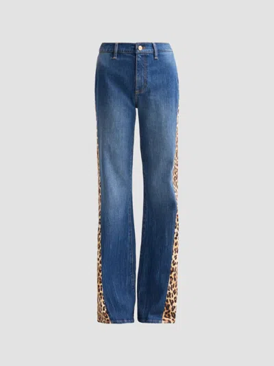 Alice And Olivia Women's Leopard Godet Wide-leg Flare Jeans In Georgetta Vintage Blue