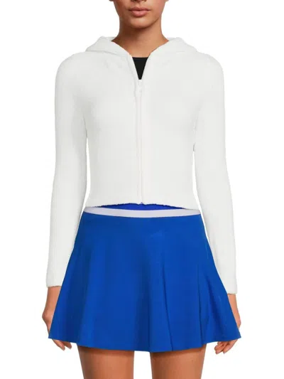 Alice And Olivia Women's Lidell Toweled Cropped Hoodie In Soft White