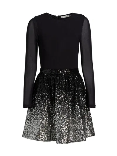 Alice And Olivia Chara Embellished Mini Dress In Black