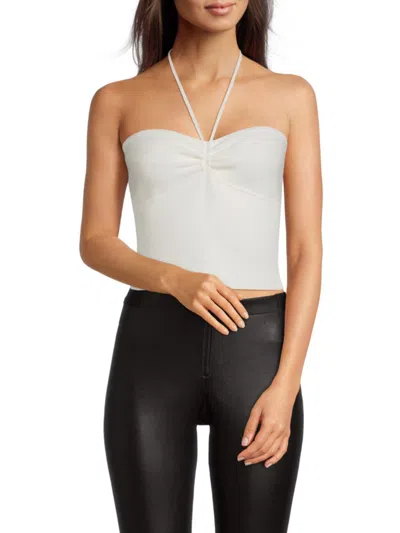 ALICE AND OLIVIA WOMEN'S LINNIE RUCHED HALTERNECK CROPTOP