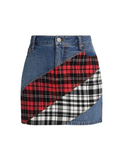 Alice And Olivia Women's Lisanne Patchwork Denim Miniskirt In Blue