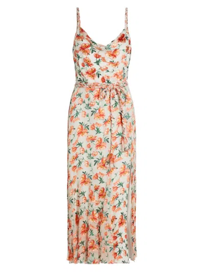 Alice And Olivia Alice + Olivia Chiffon Floral Lissa Dress In Falling For You Off White