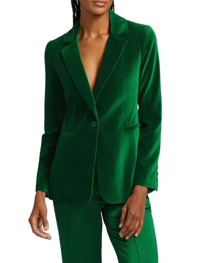 Alice And Olivia Women's Macey Velvet Single-breasted Blazer In Green