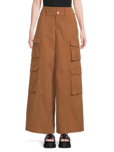 Alice And Olivia Women's Mame Wide Leg Cargo Pants In Camel
