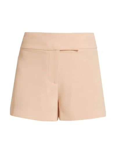 Alice And Olivia Mara Crossover Waistband Clean Shorts In Almond