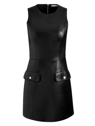 Alice And Olivia Marcella Faux Leather Sleeveless Mini Dress Black