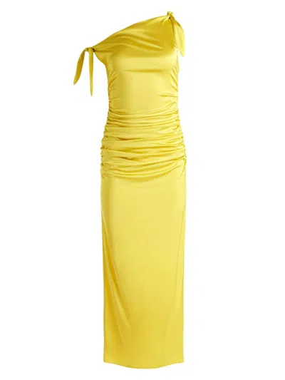 Alice And Olivia Women's Marilla Satin Drop-shoulder Maxi Dress In Happy Yellow