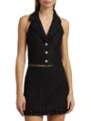 Alice And Olivia Women's Meri Halter Cropped Blazer Top In Black