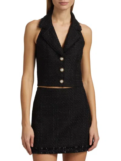 Alice And Olivia Women's Meri Halter Cropped Blazer Top In Black
