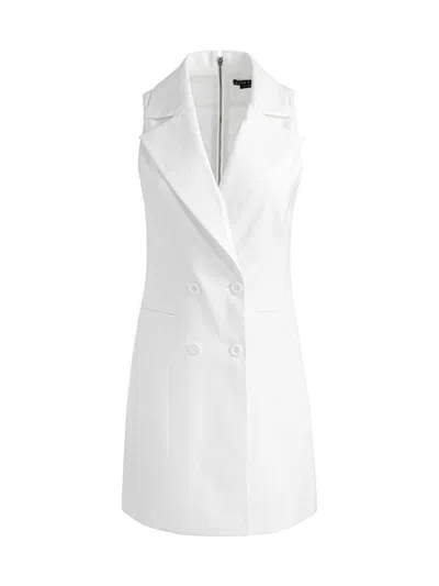 Alice And Olivia Women's Meritt Linen-blend Tuxedo Minidress In White