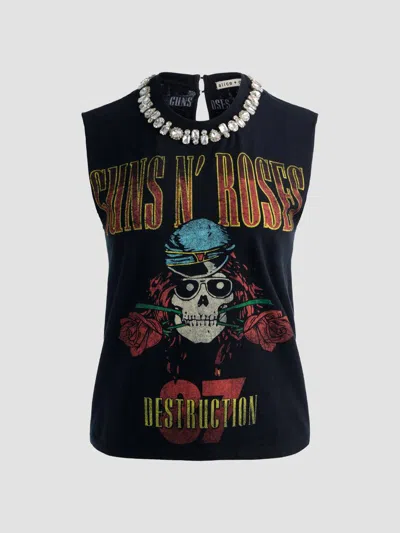 Alice And Olivia Micah Crystal-embellished Tank Top In Black