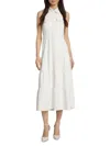 Alice And Olivia Women's Miranda Faux-leather Midi-dress In Off White