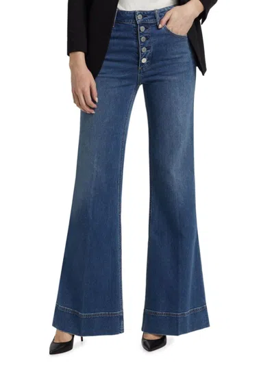 Alice And Olivia Women's Missa Mr Stretch-cotton Wide-leg Jeans In Blue
