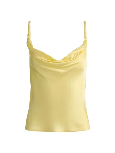 Alice And Olivia Women's Monique Satin Twist-strap Tank In Yellow