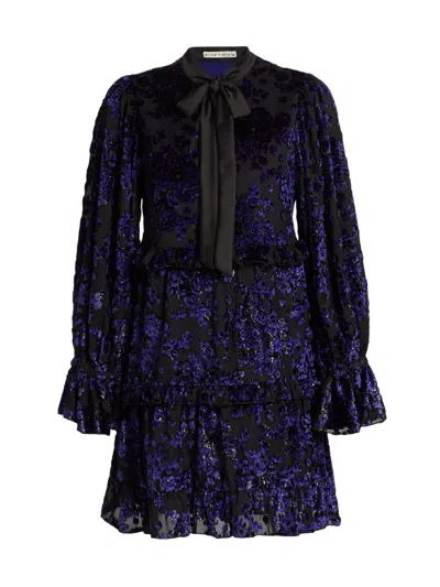Alice And Olivia Coley Mini Dress In Blue
