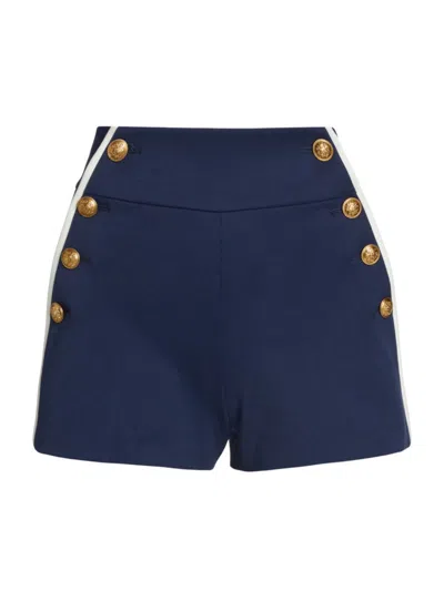 Alice And Olivia Women's Narin High-waist Buttoned Shorts In Indigo