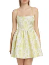 Alice And Olivia Nat Metallic Floral-jacquard Mini Dress In Happy Yellow