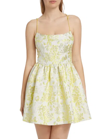ALICE AND OLIVIA WOMEN'S NAT FLORAL METALLIC JACQUARD MINIDRESS