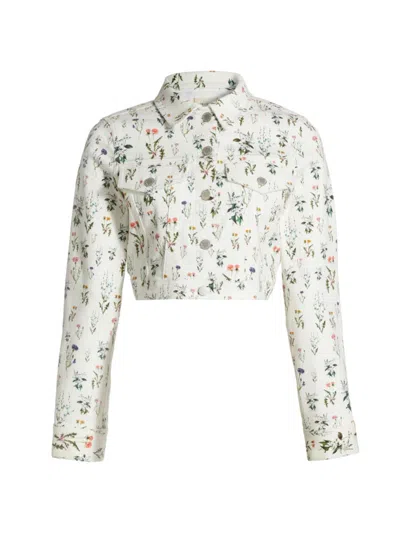 Alice And Olivia Women's Nelson Floral Cropped Denim Jacket In Georgia Floral