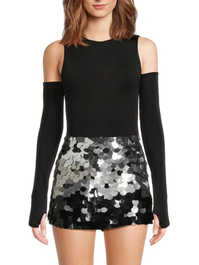 Alice And Olivia Women's Olea Cold-shoulder Bodysuit In Black