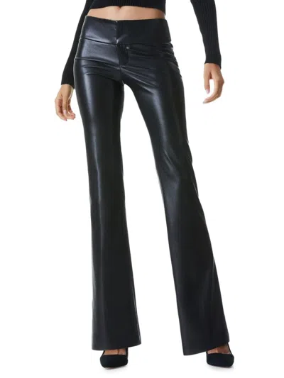 Alice And Olivia Women's Olivia Faux Leather Flared Pants In Blue