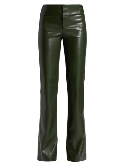 Alice And Olivia Women's Olivia Faux-leather Bootcut Pants In Green