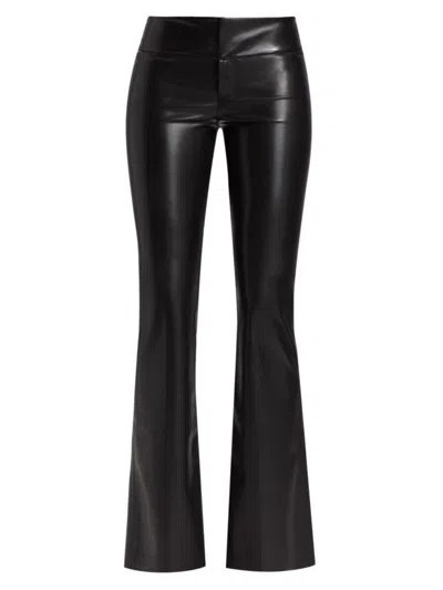 Alice And Olivia Women's Olivia Vegan Leather Flared Trousers In Black