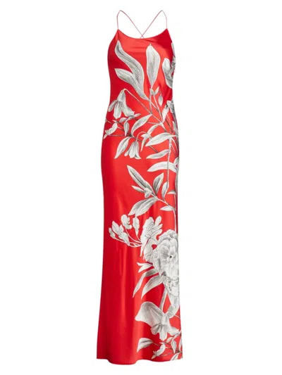 Alice And Olivia Women's Paloma Floral Satin Maxi Dress In Drifting By