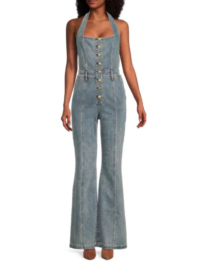 Alice And Olivia Women's Pennie Denim Bustier Jumpsuit In Blue