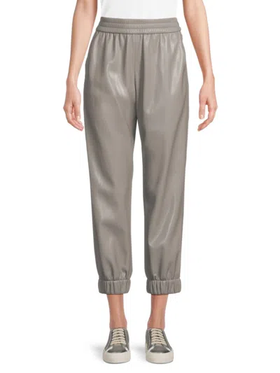 Alice And Olivia Women's Pete Faux Leather Joggers In Gray
