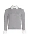 Alice And Olivia Carolann Pullover Medium Heather Grey In Gray