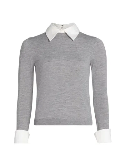 Alice And Olivia Women's Porla Collared Wool Sweater In Gray