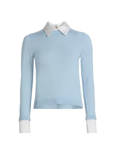 Alice And Olivia Women's Porla Stretch Wool Collared Sweater In Blue